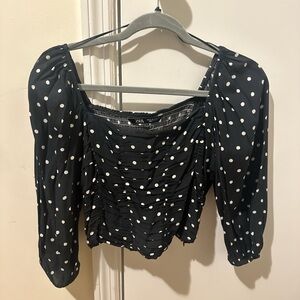 Zara Black and White Polka Dot Blouse